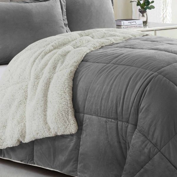 3-Piece Sherpa Reversible Down Alternative Winter Comforter Set